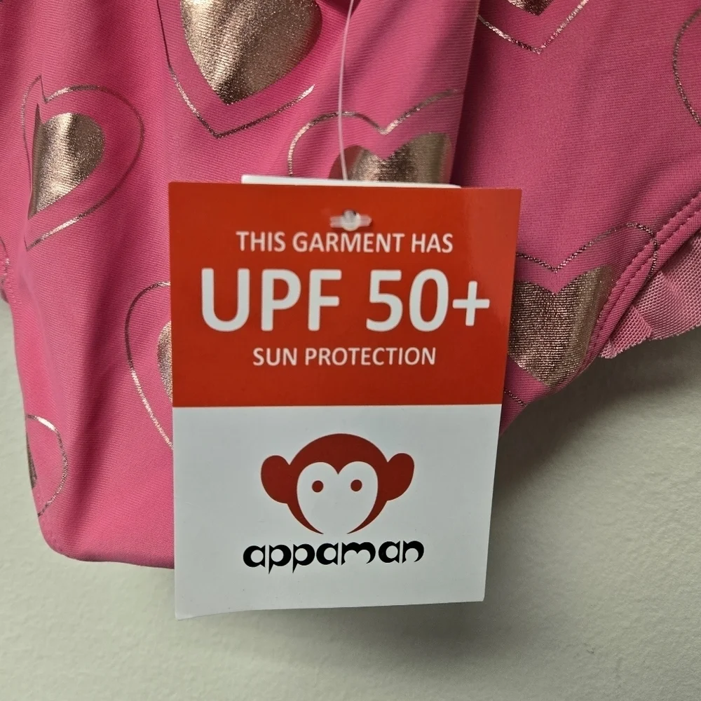 Appaman Calla One Piece Swimsuit Pink Rose Gold Hearts 7